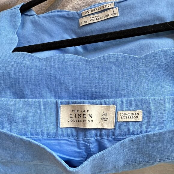 Abercrombie + Fitch Linen Short Set | Size Large / 31| Light Blue - Picture 5 of 7